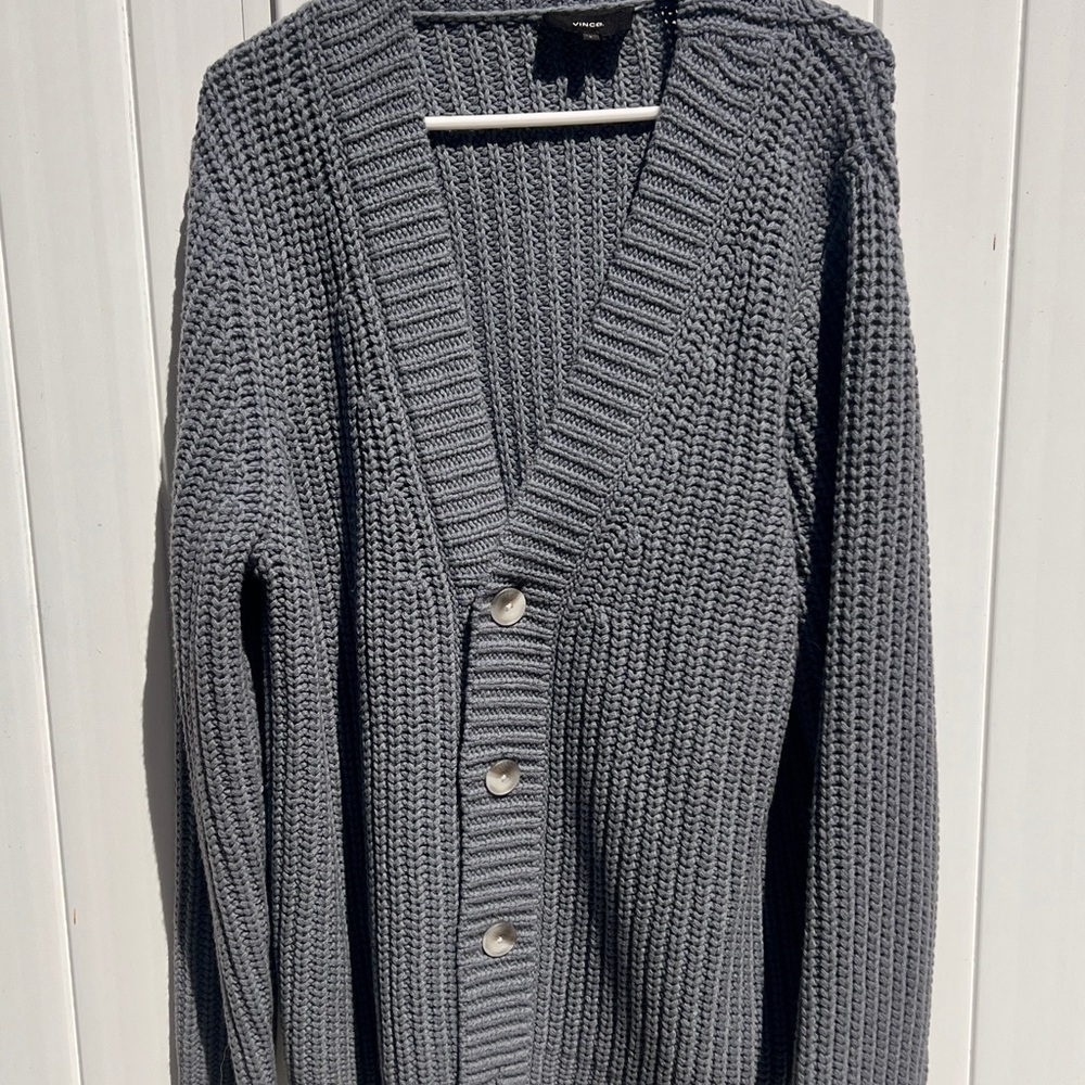 Vince fisherman rib heirloom cardigan wool blend - large
